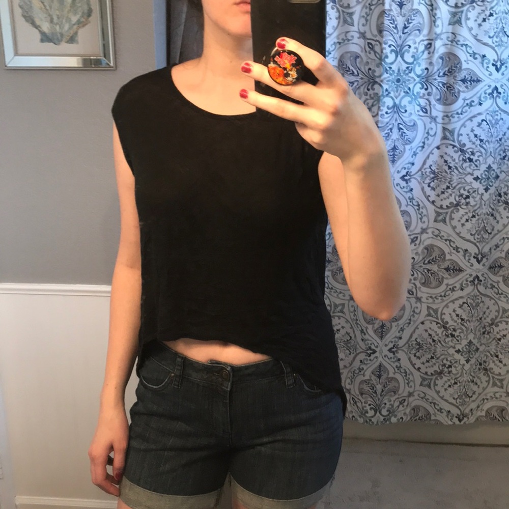 Black flowy high low shirt